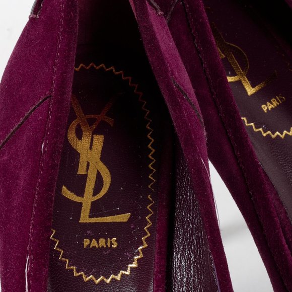Saint Laurent Purple Suede Tribtoo Loafer Stiletto Platform Pumps - Picture 9 of 10